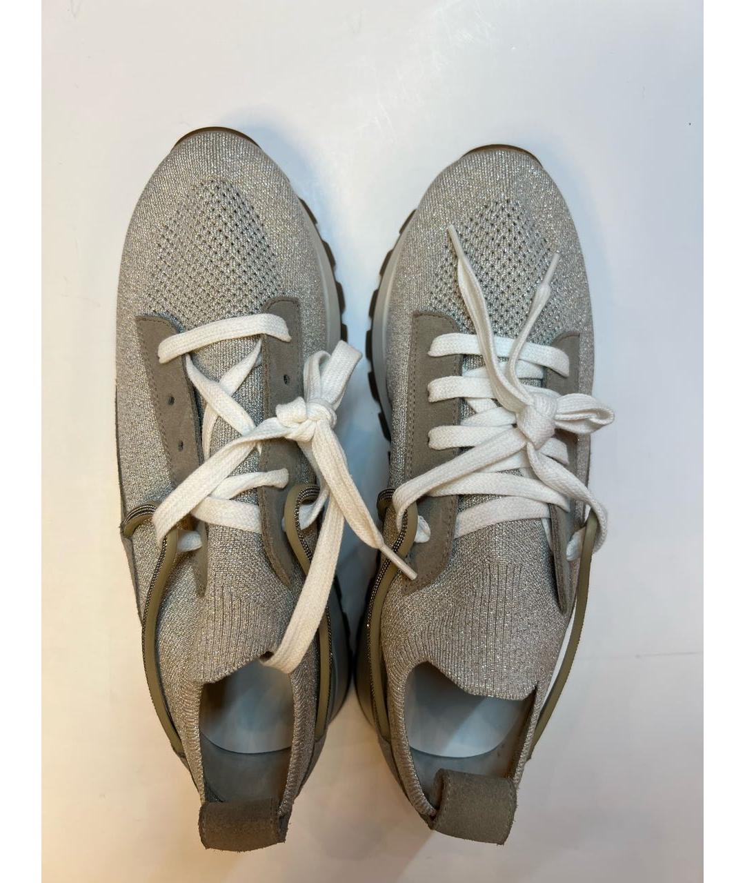 BRUNELLO CUCINELLI Бежевые текстильные кроссовки, фото 3