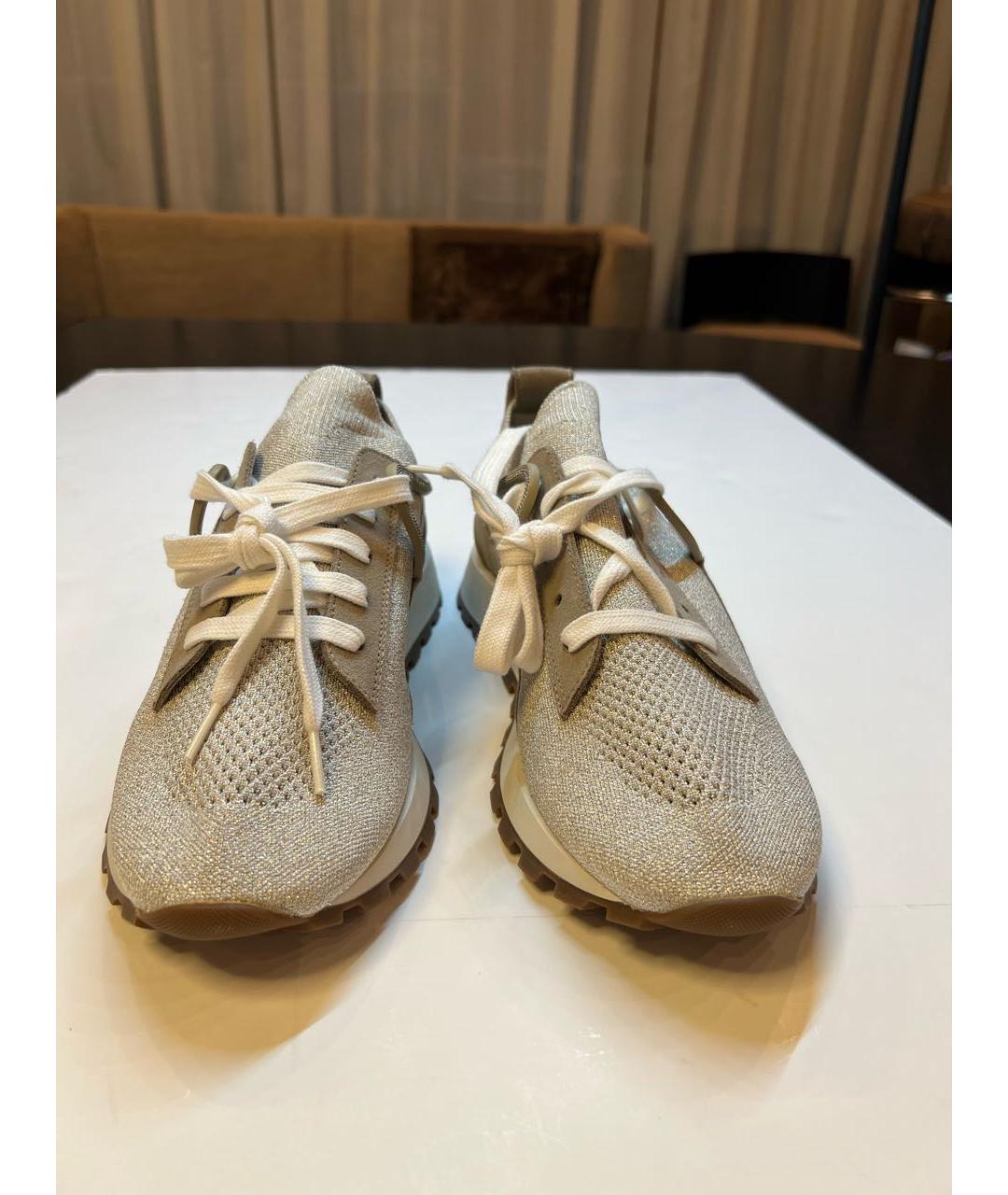 BRUNELLO CUCINELLI Бежевые текстильные кроссовки, фото 2