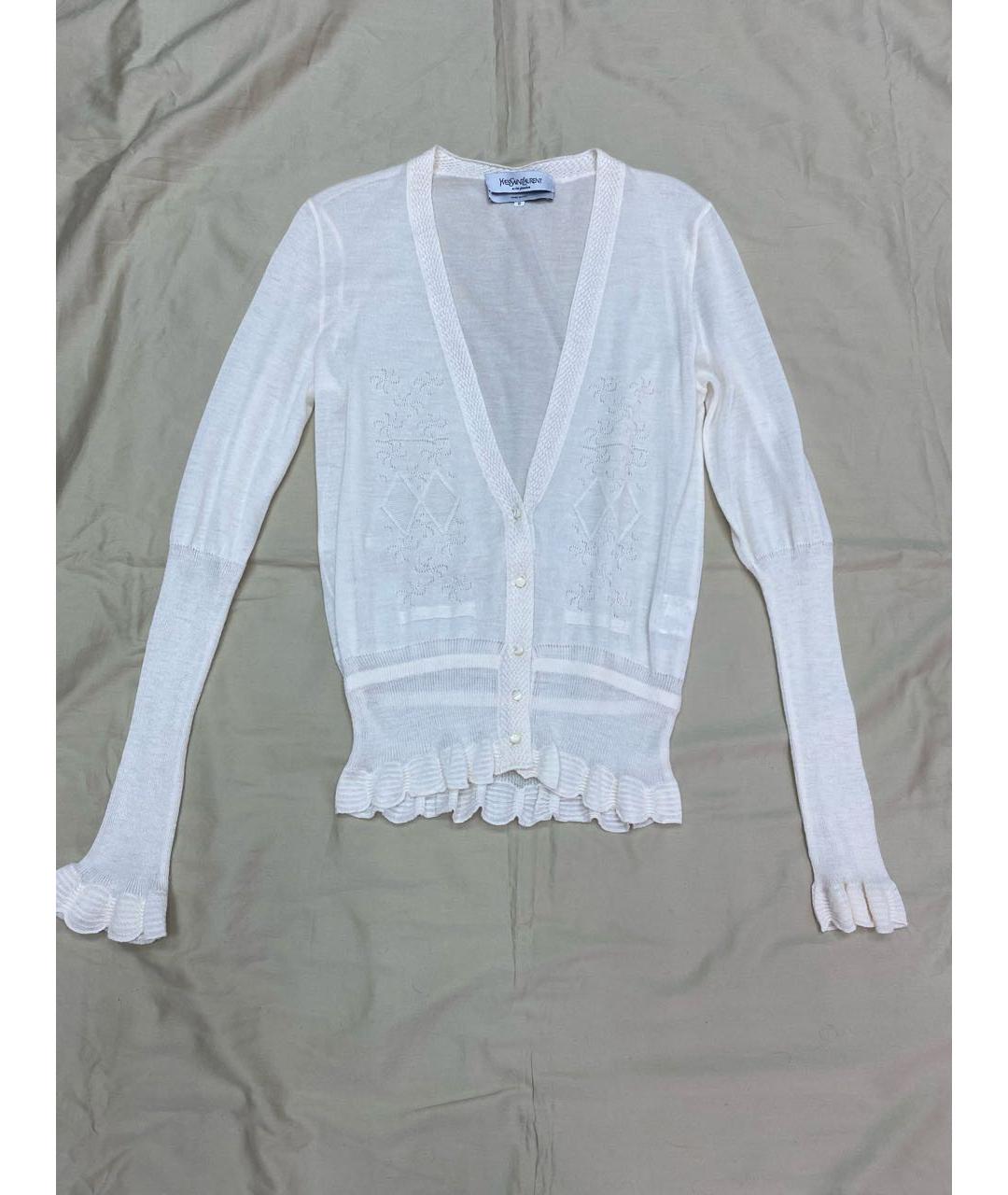 SAINT LAURENT Белый кашемировый кардиган, фото 8