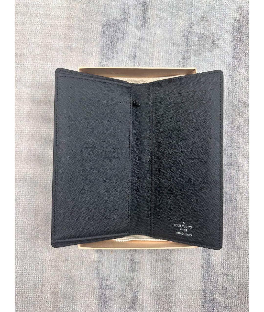 LOUIS VUITTON Черный кожаный кошелек, фото 3