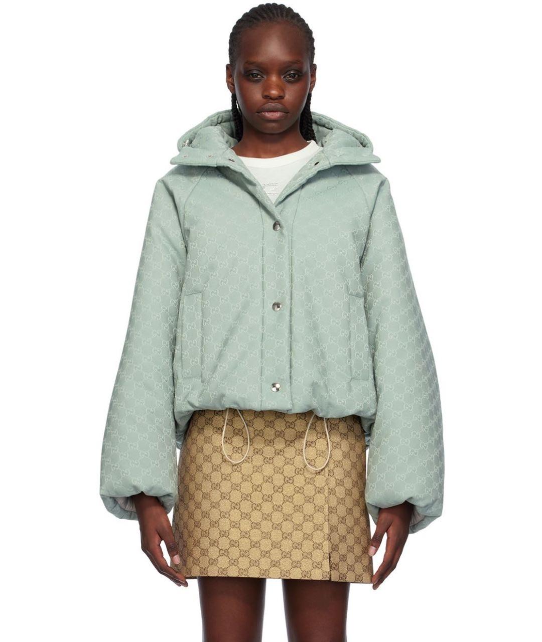 GUCCI Бирюзовый хлопковый пуховик, фото 6