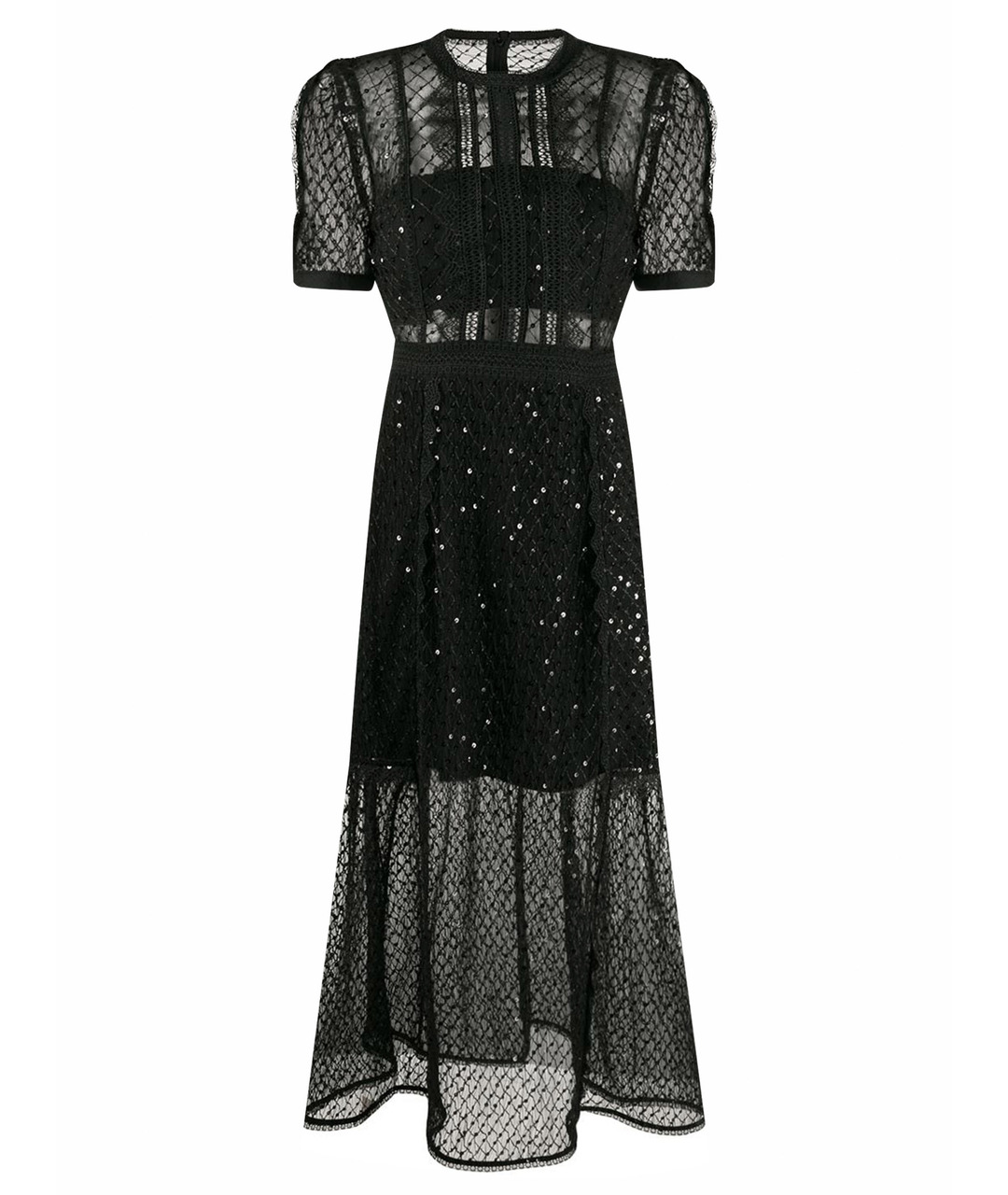 SELF-PORTRAIT Черное сетчатое повседневное платье, фото 1