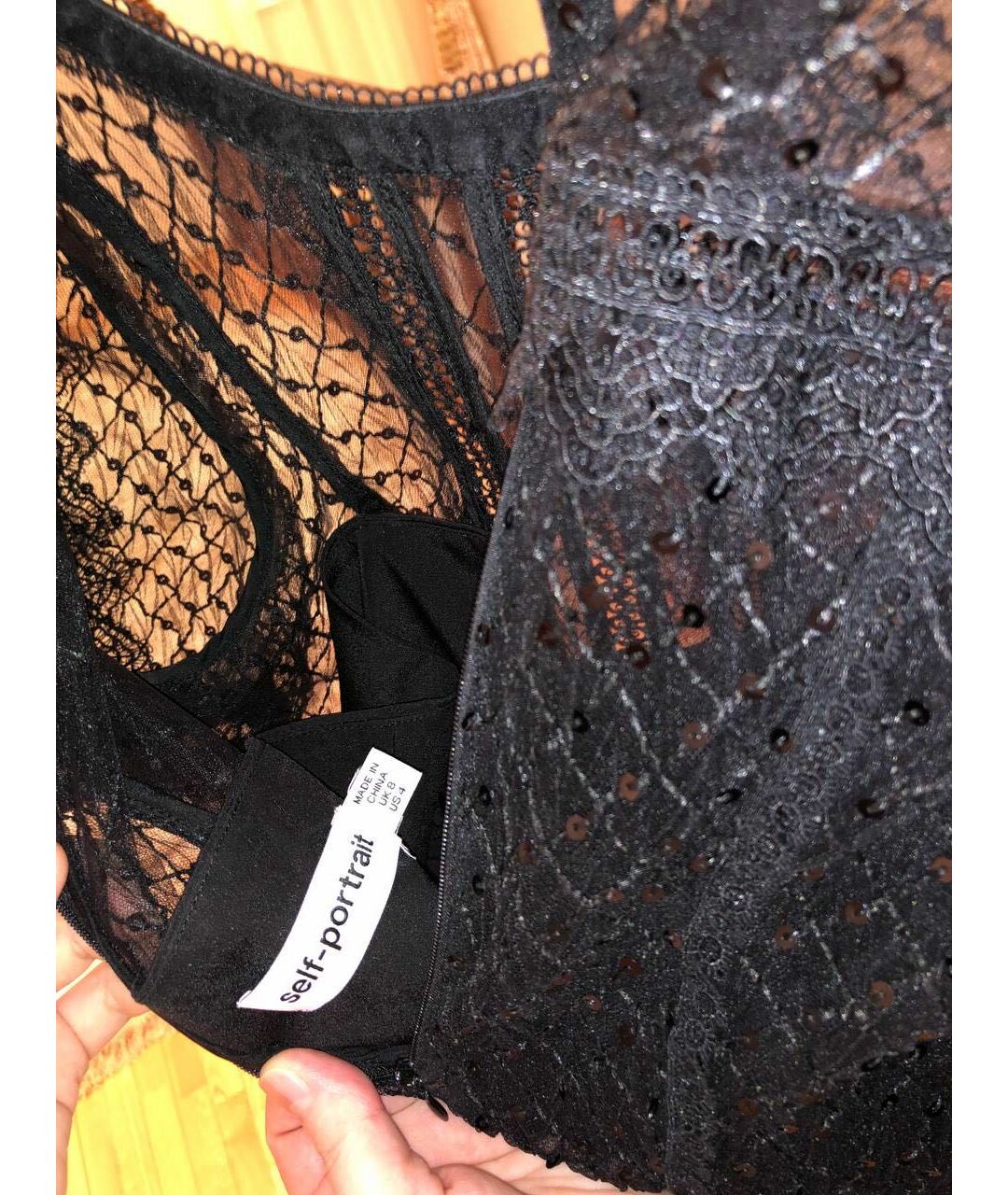 SELF-PORTRAIT Черное сетчатое повседневное платье, фото 3