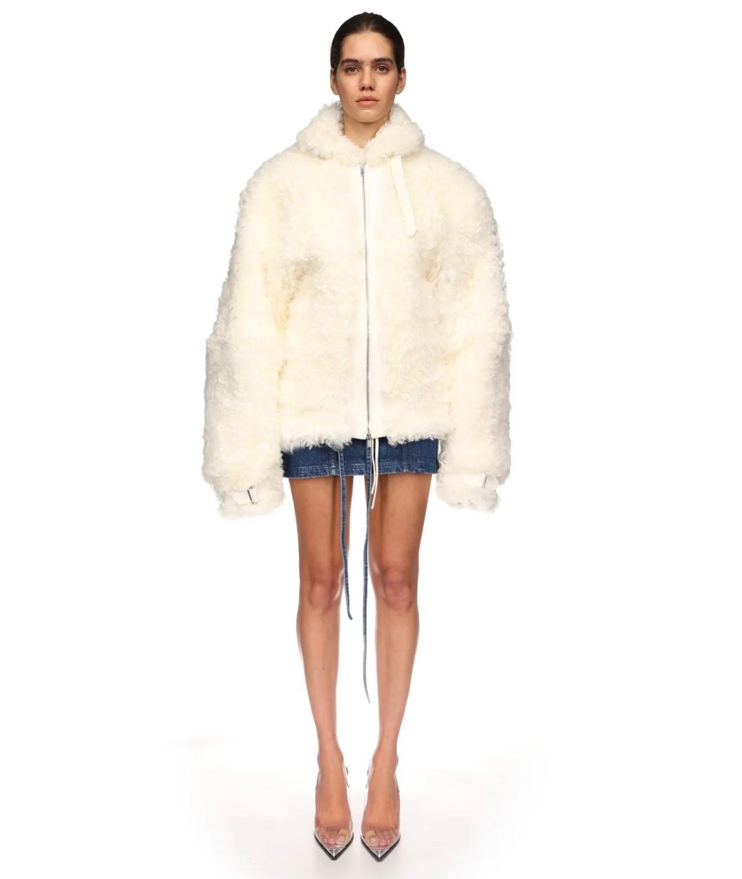 DAVID KOMA Белая кожаная дубленка, фото 2