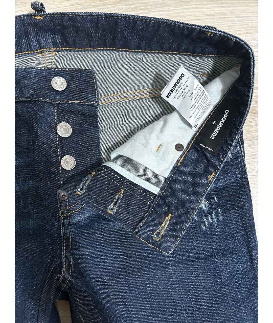 DSQUARED2 Темно-синие хлопковые джинсы слим, фото 4