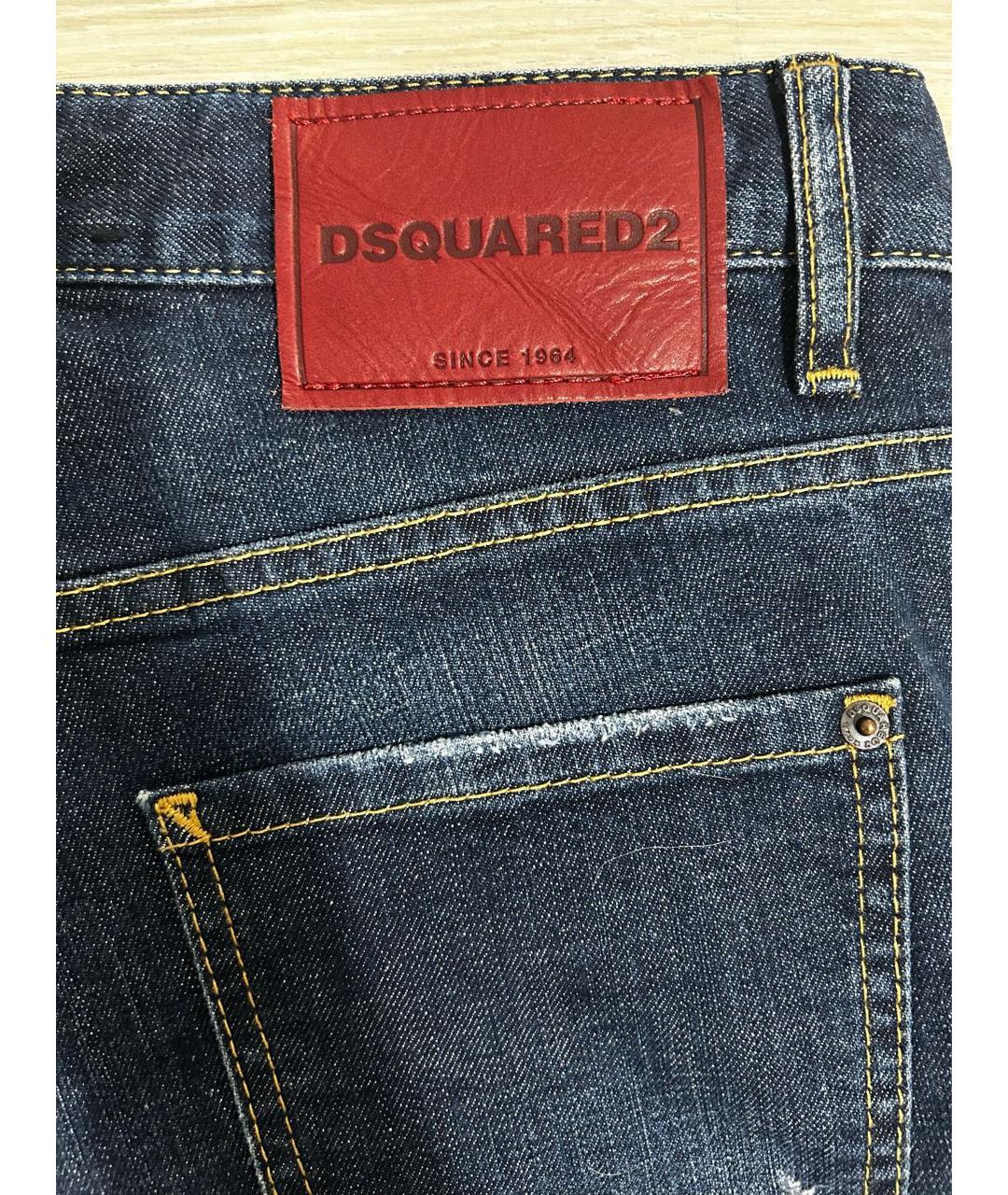 DSQUARED2 Темно-синие хлопковые джинсы слим, фото 3