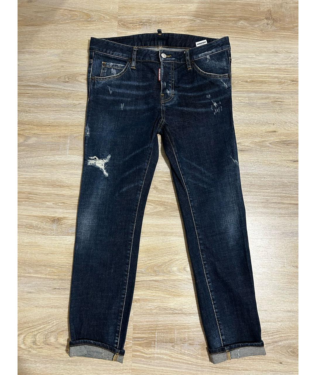 DSQUARED2 Темно-синие хлопковые джинсы слим, фото 6