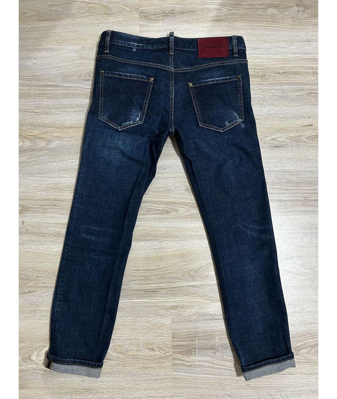 DSQUARED2 Темно-синие хлопковые джинсы слим, фото 2