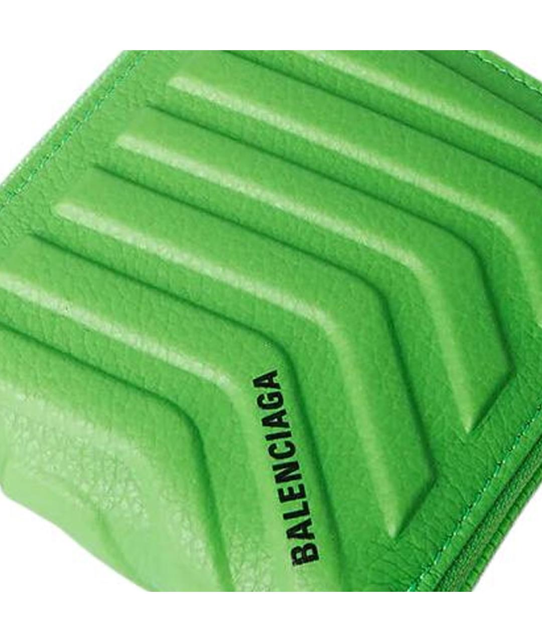 BALENCIAGA Зеленый кожаный кошелек, фото 6