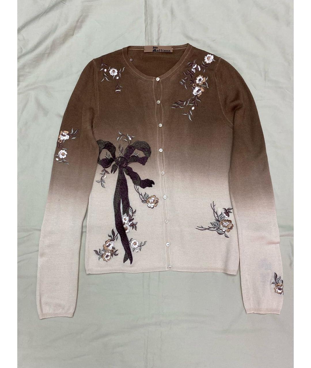 JOHN GALLIANO Коричневый кашемировый кардиган, фото 9