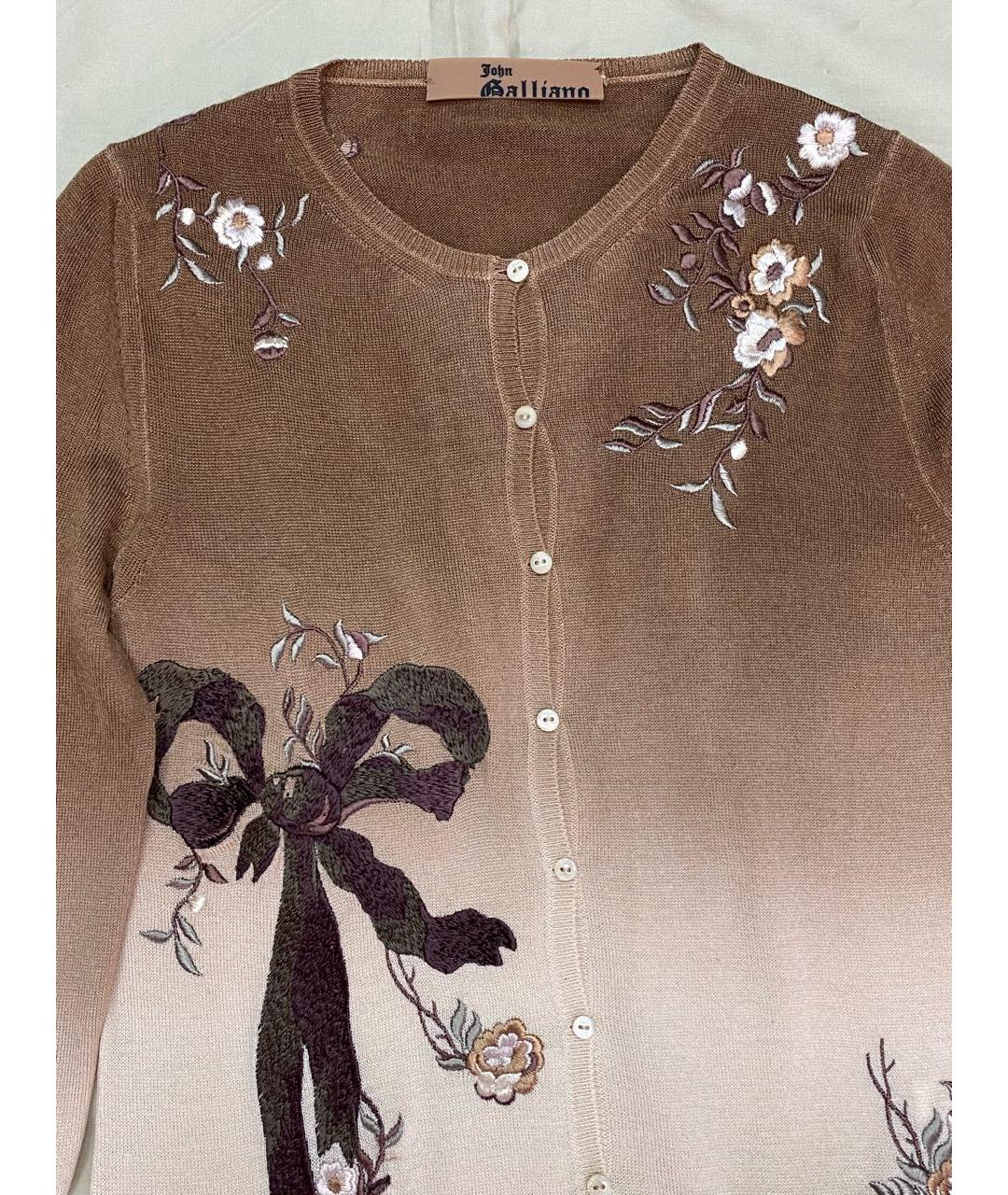 JOHN GALLIANO Коричневый кашемировый кардиган, фото 4