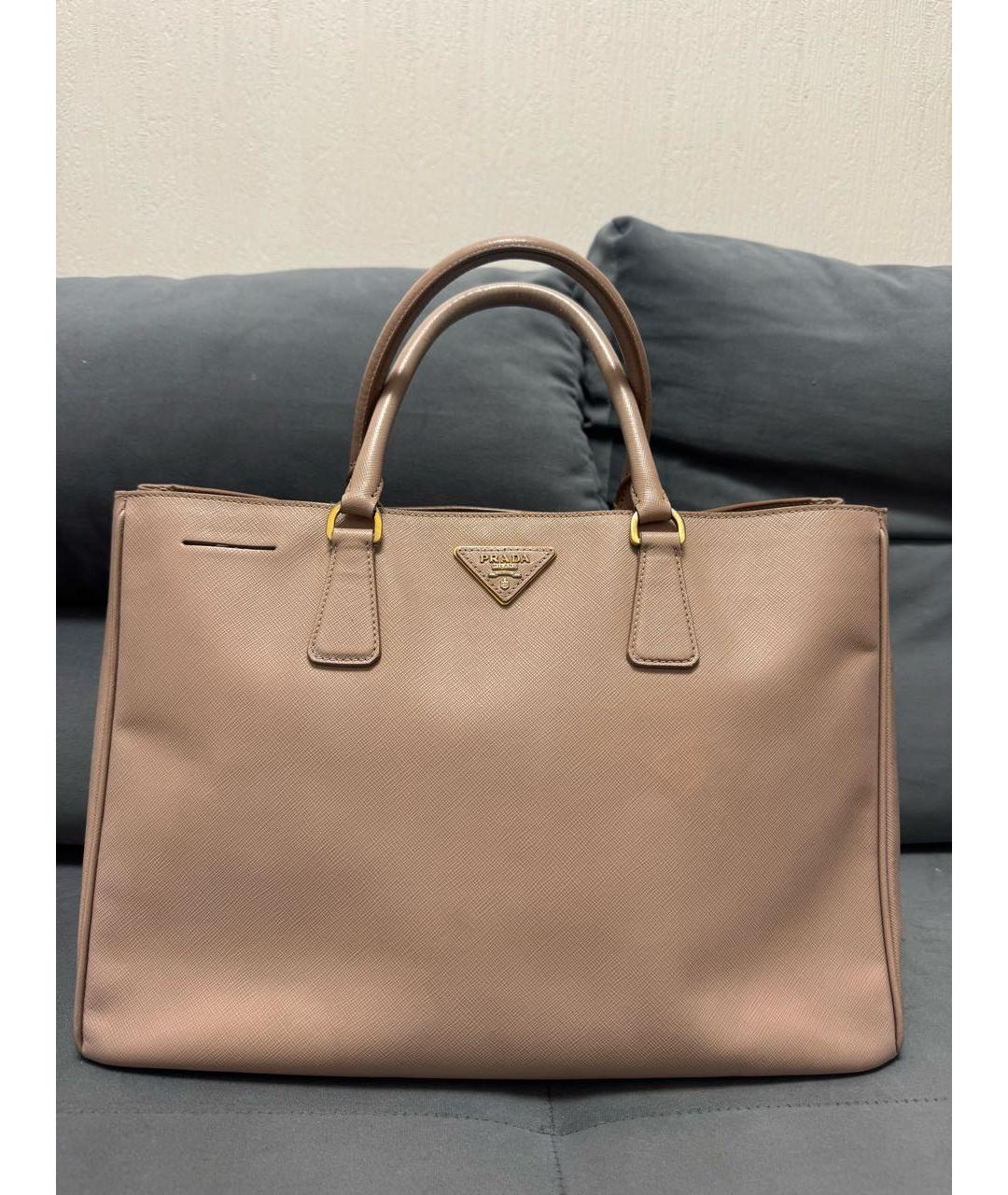 PRADA Бежевая кожаная сумка тоут, фото 7