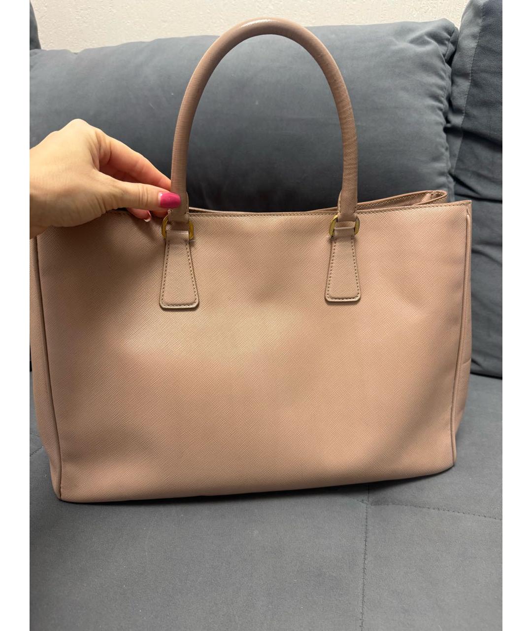 PRADA Бежевая кожаная сумка тоут, фото 5