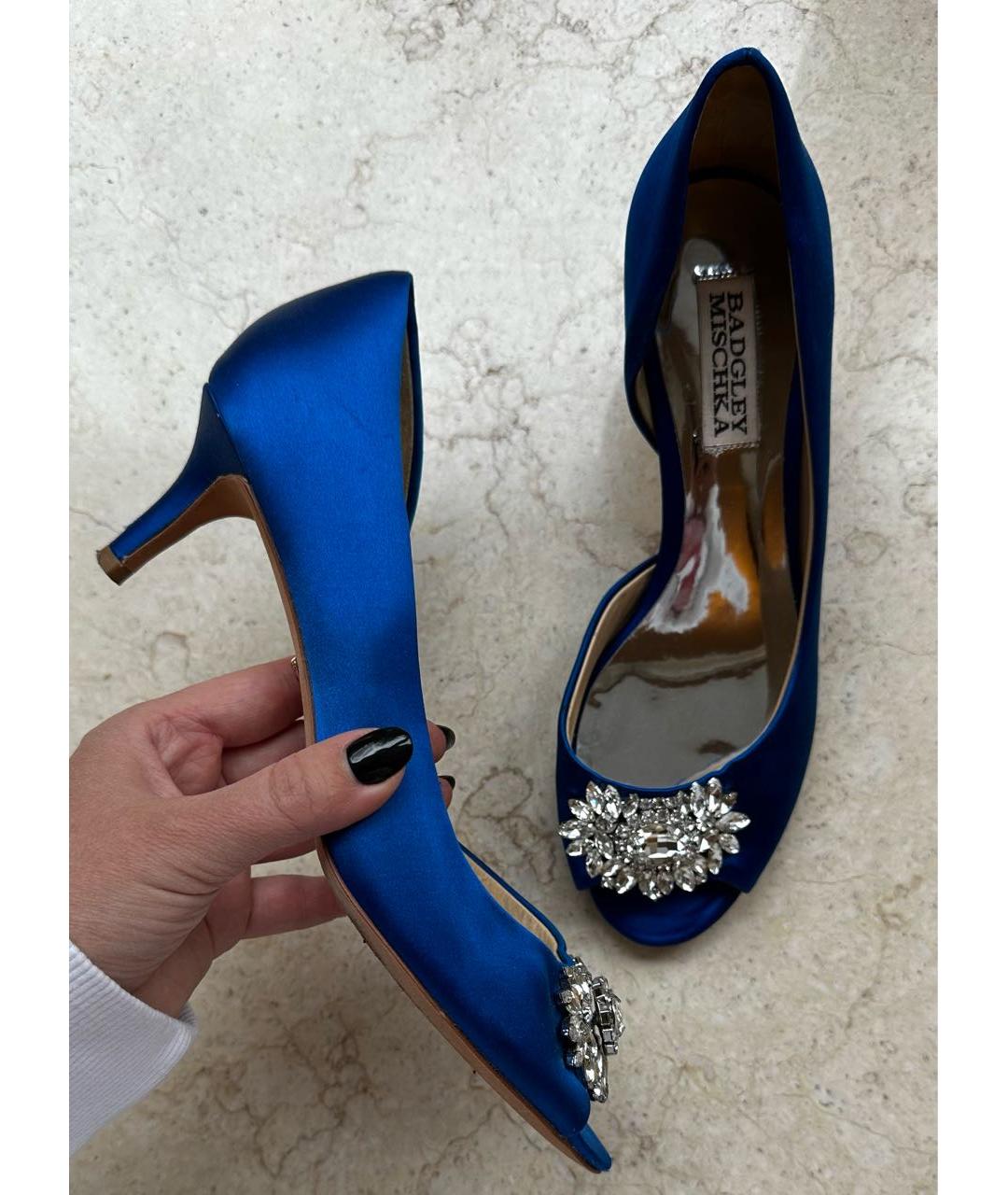 BADGLEY MISCHKA Синие текстильные туфли, фото 6