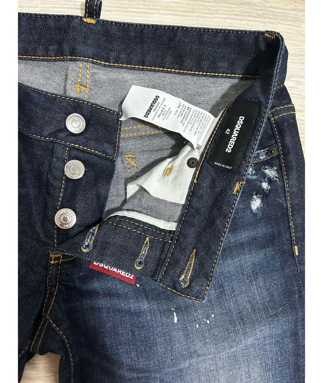 DSQUARED2 Темно-синие хлопковые джинсы слим, фото 5