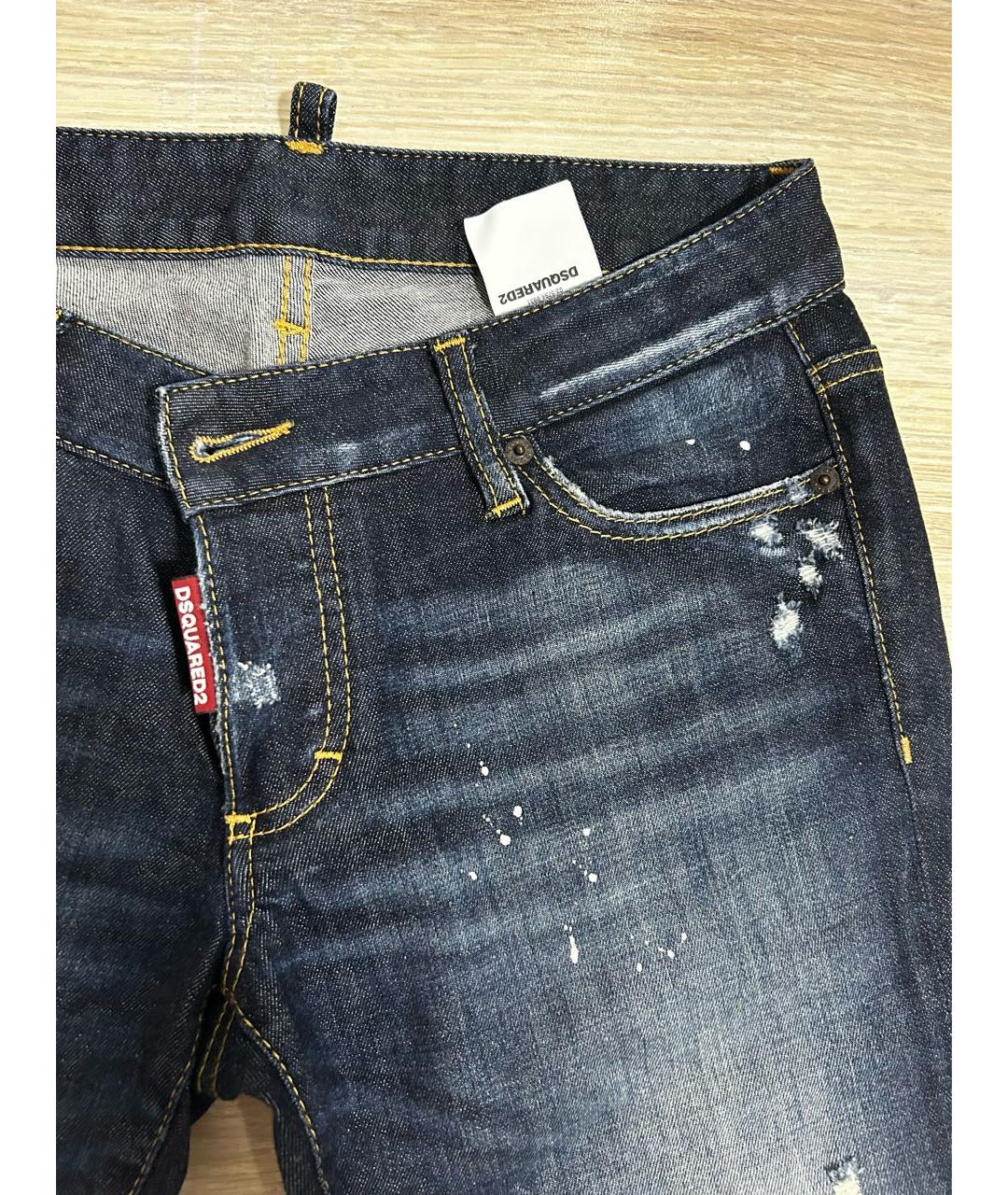 DSQUARED2 Темно-синие хлопковые джинсы слим, фото 6