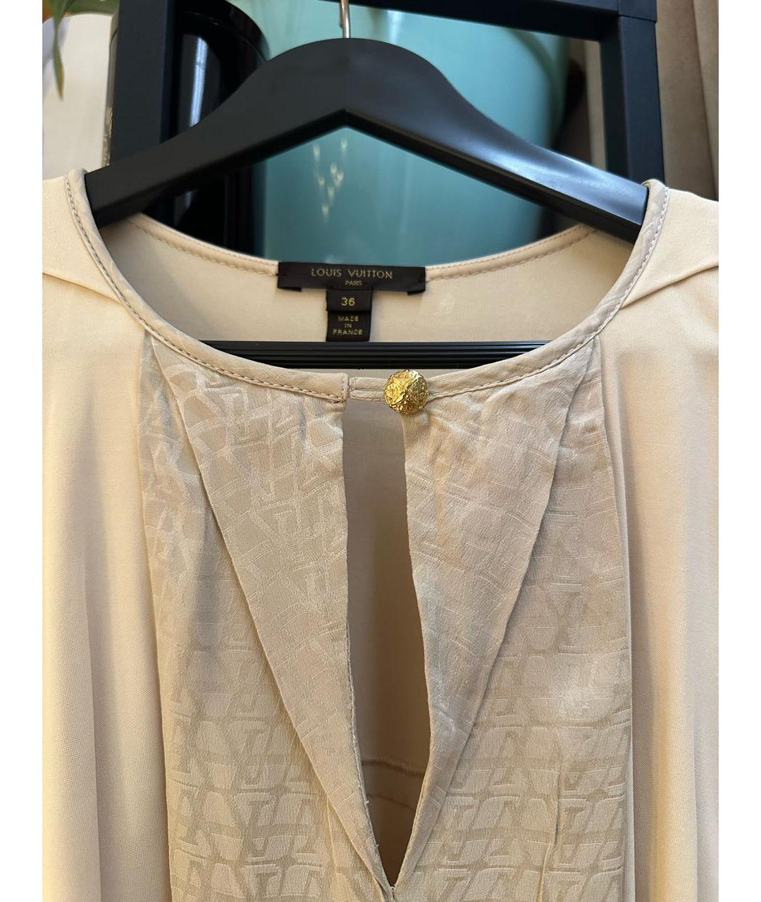 LOUIS VUITTON Бежевое шелковое повседневное платье, фото 8