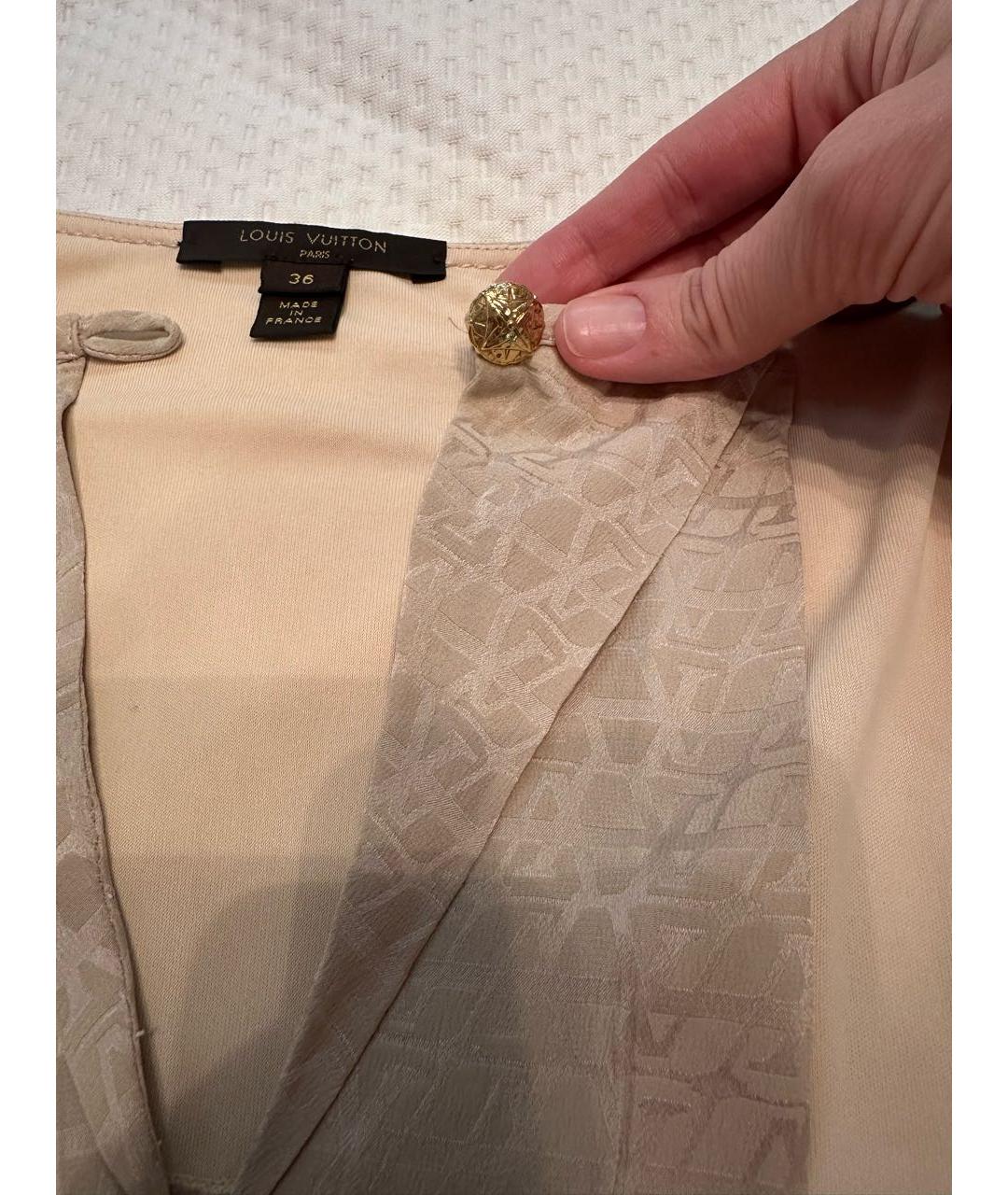 LOUIS VUITTON Бежевое шелковое повседневное платье, фото 3