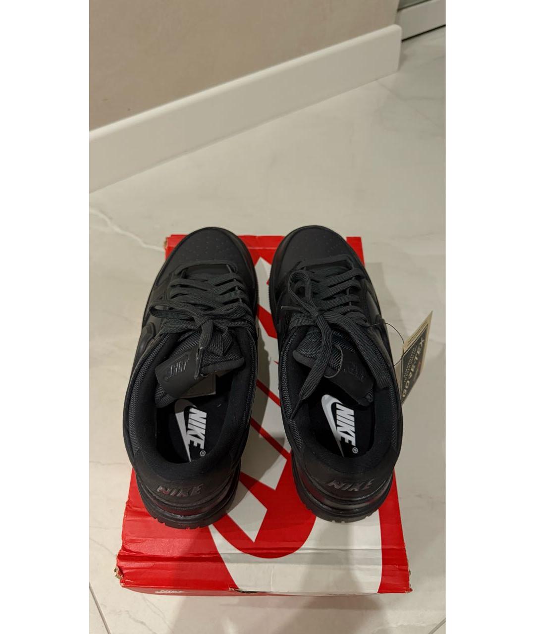 NIKE Черные низкие кроссовки / кеды из искусственной кожи, фото 3