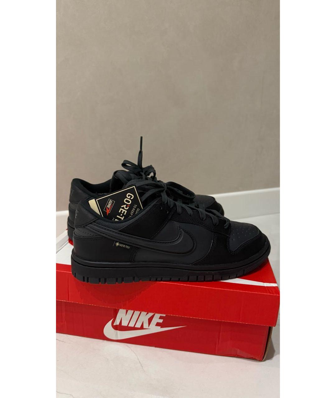 NIKE Черные низкие кроссовки / кеды из искусственной кожи, фото 8