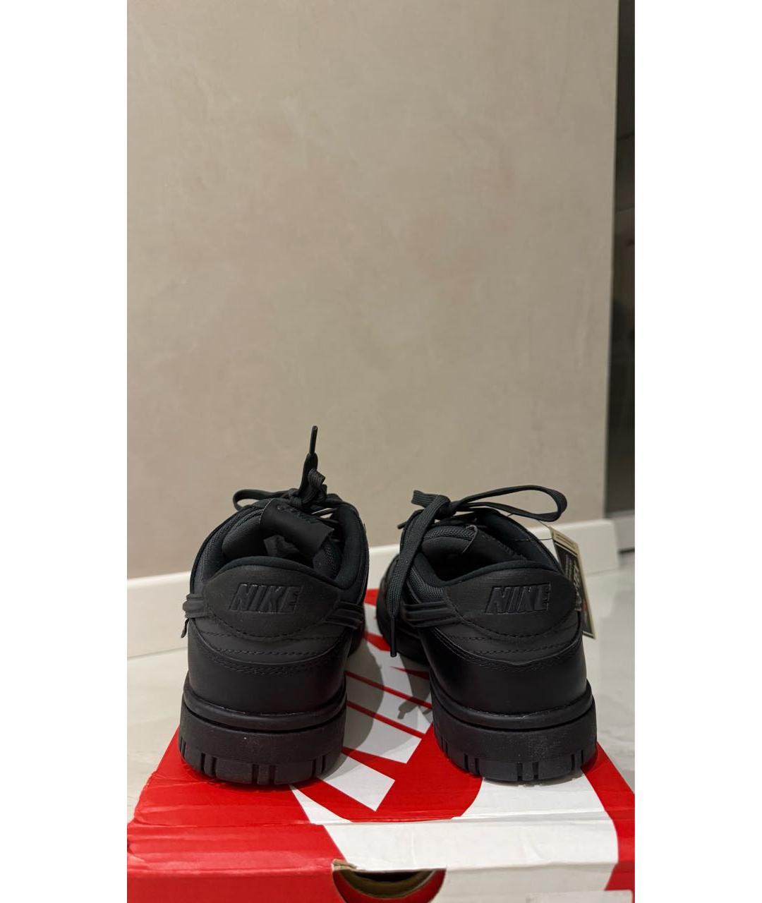 NIKE Черные низкие кроссовки / кеды из искусственной кожи, фото 4