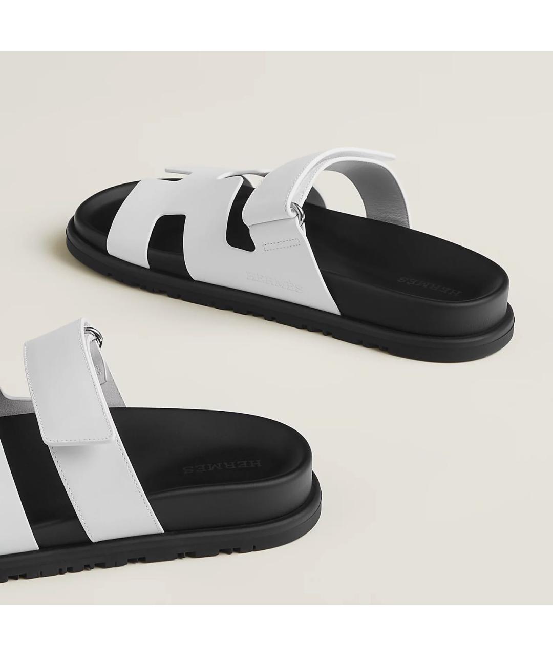 HERMES Белые кожаные сандалии, фото 4