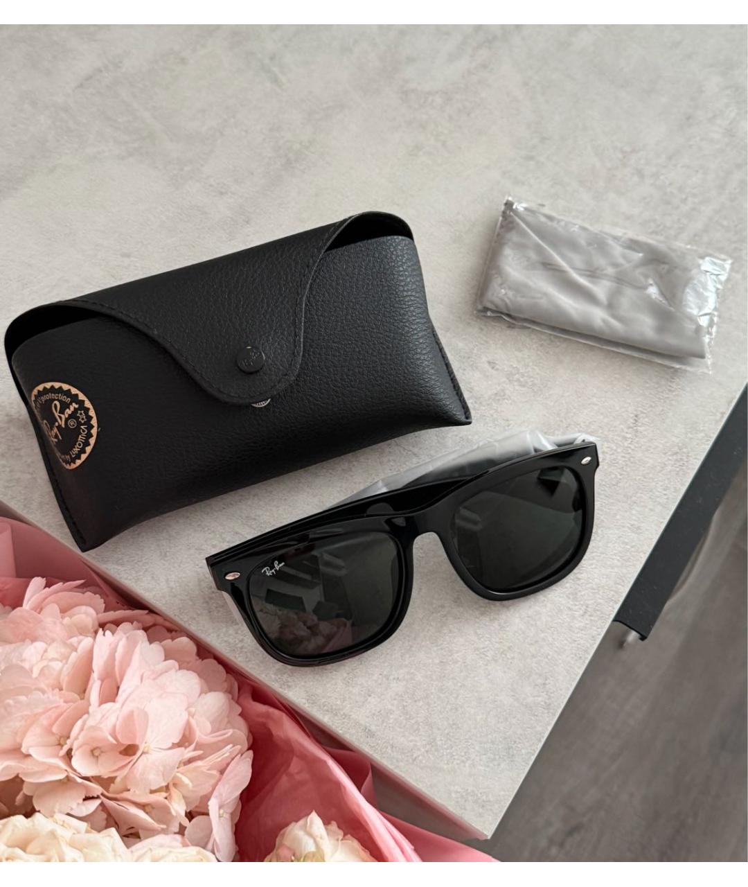 RAY BAN Черные пластиковые солнцезащитные очки, фото 4