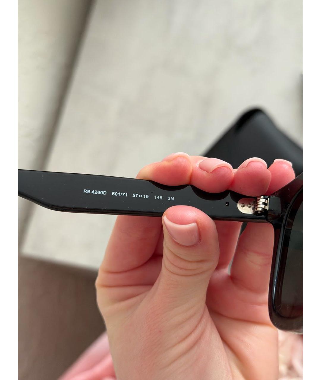 RAY BAN Черные пластиковые солнцезащитные очки, фото 7