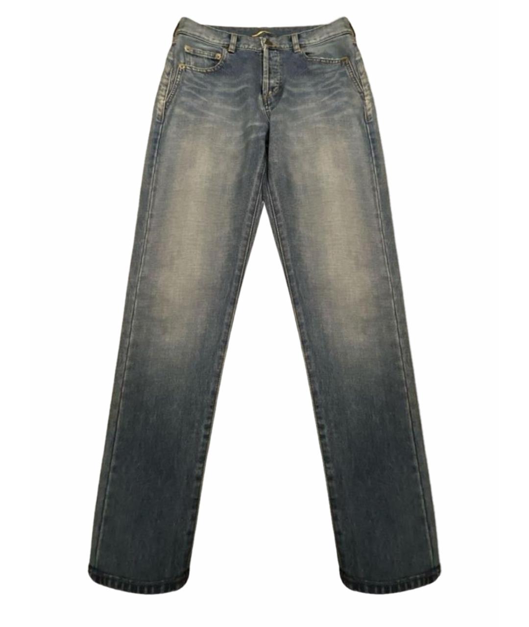 SAINT LAURENT Голубые хлопковые джинсы слим, фото 1