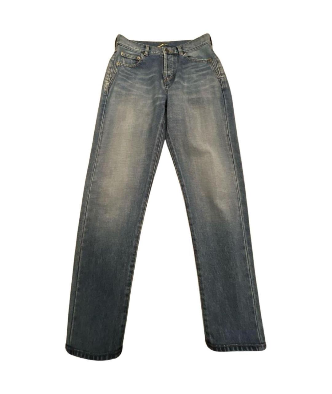 SAINT LAURENT Голубые хлопковые джинсы слим, фото 7