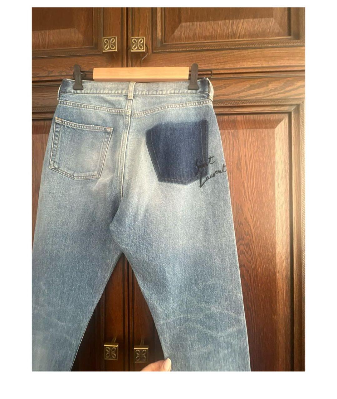SAINT LAURENT Голубые хлопковые джинсы слим, фото 2