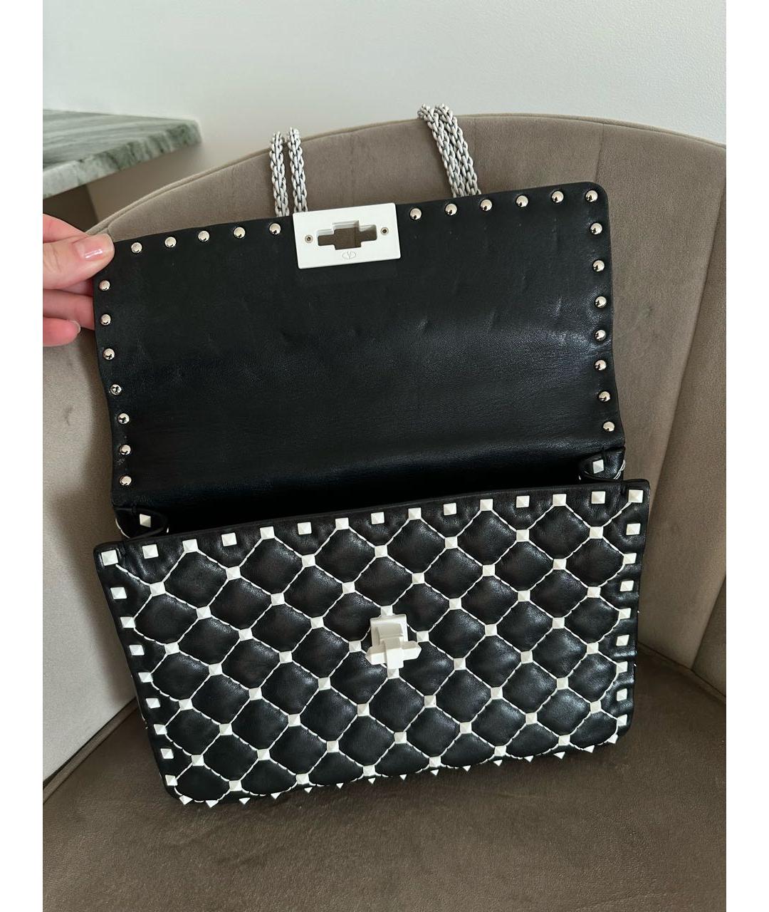 VALENTINO Черная кожаная сумка с короткими ручками, фото 2