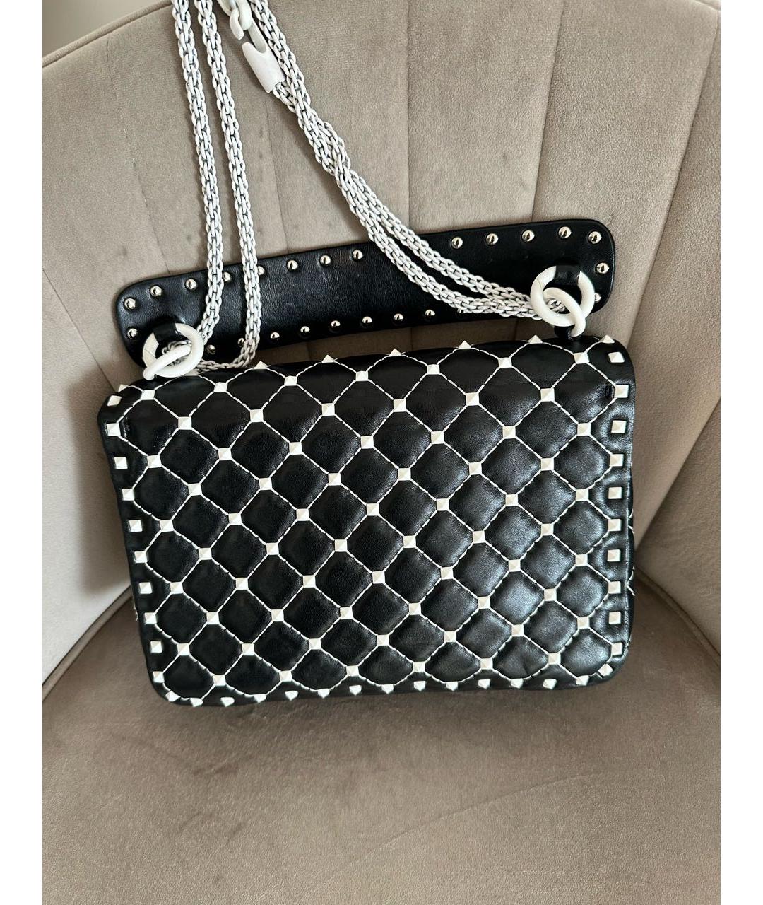 VALENTINO Черная кожаная сумка с короткими ручками, фото 3