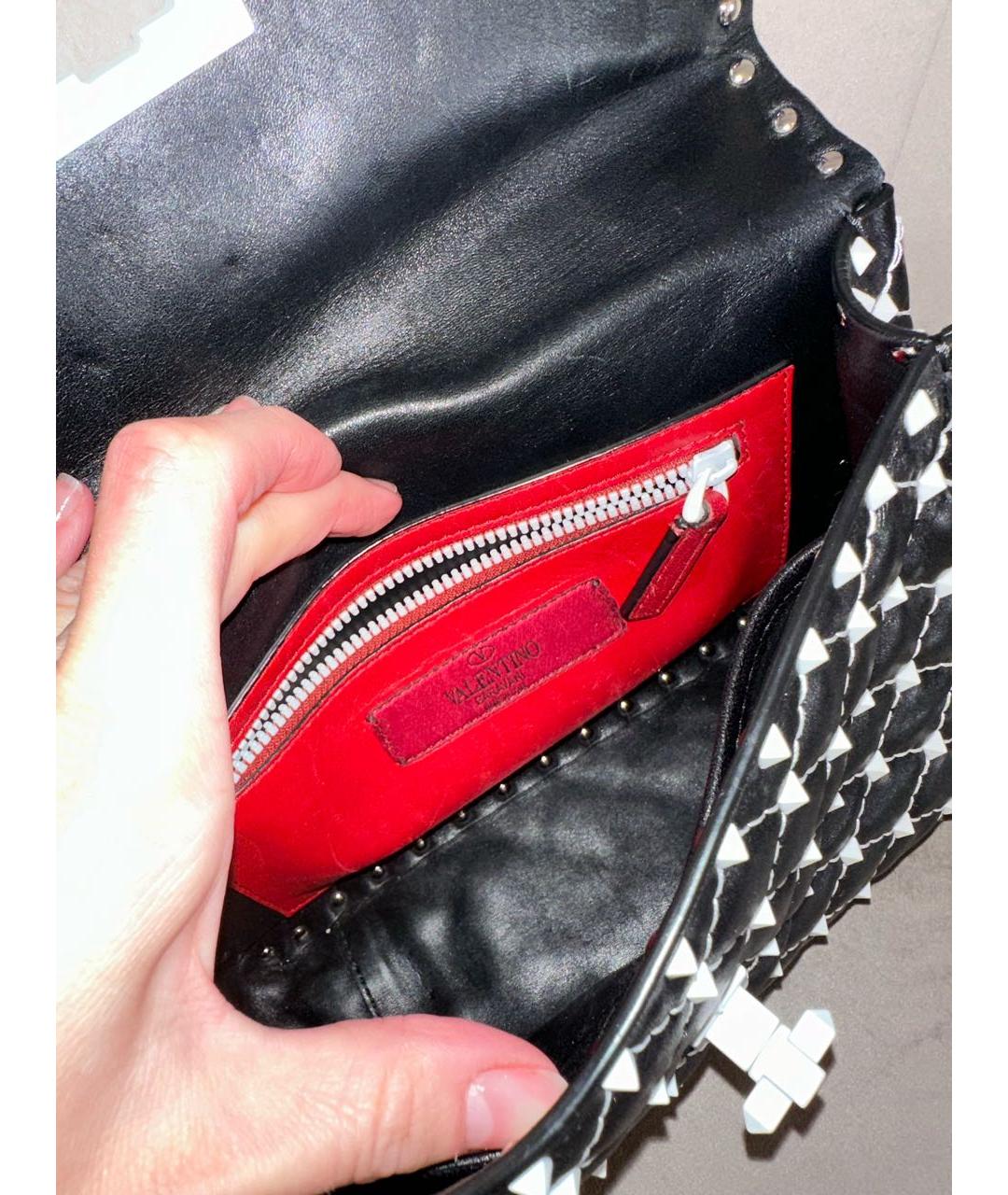 VALENTINO Черная кожаная сумка с короткими ручками, фото 4