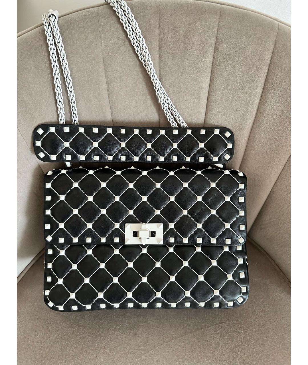 VALENTINO Черная кожаная сумка с короткими ручками, фото 8