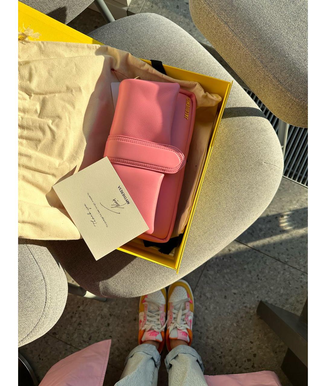 JACQUEMUS Розовая кожаная сумка через плечо, фото 3