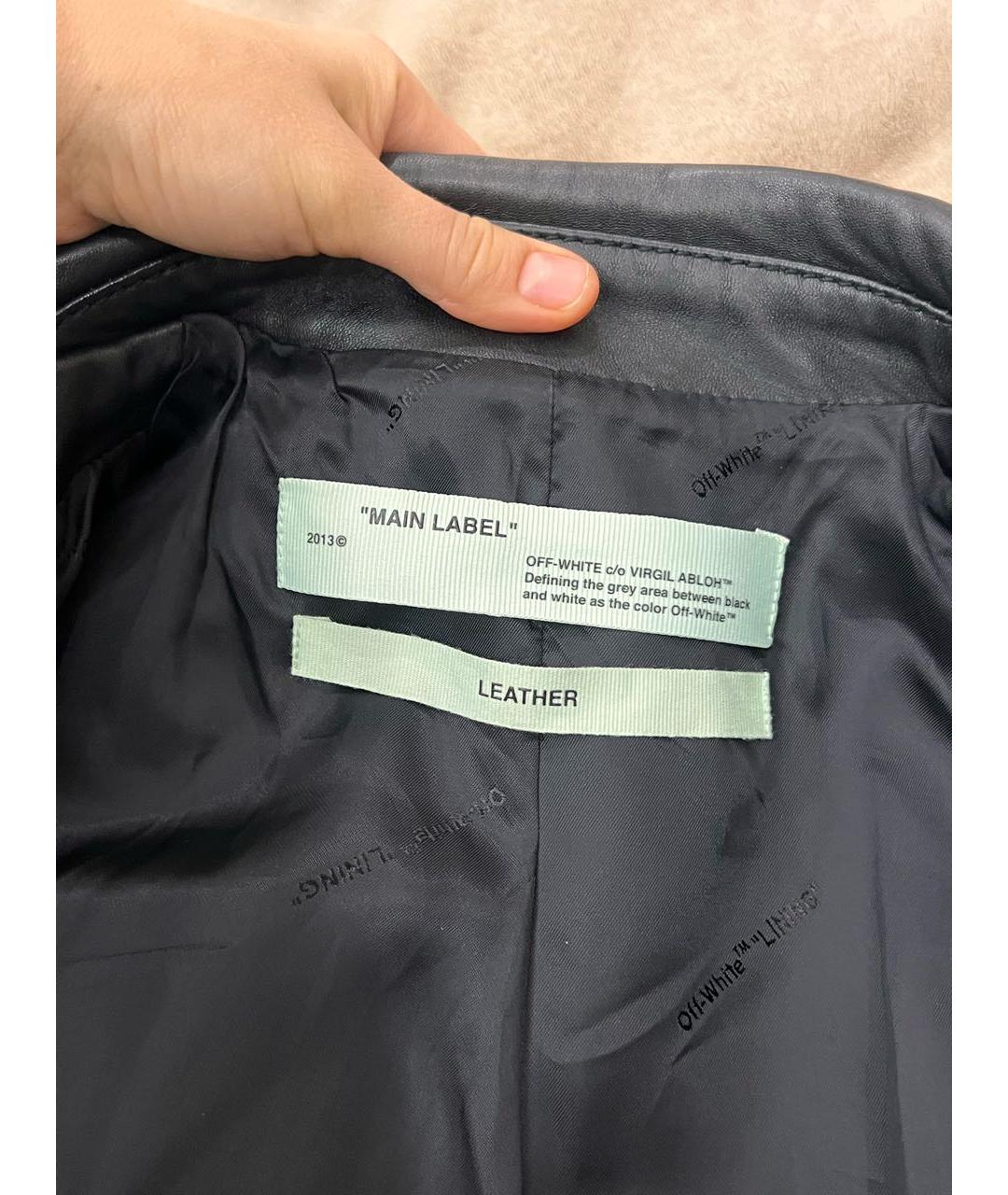 OFF-WHITE Черная кожаная куртка, фото 3