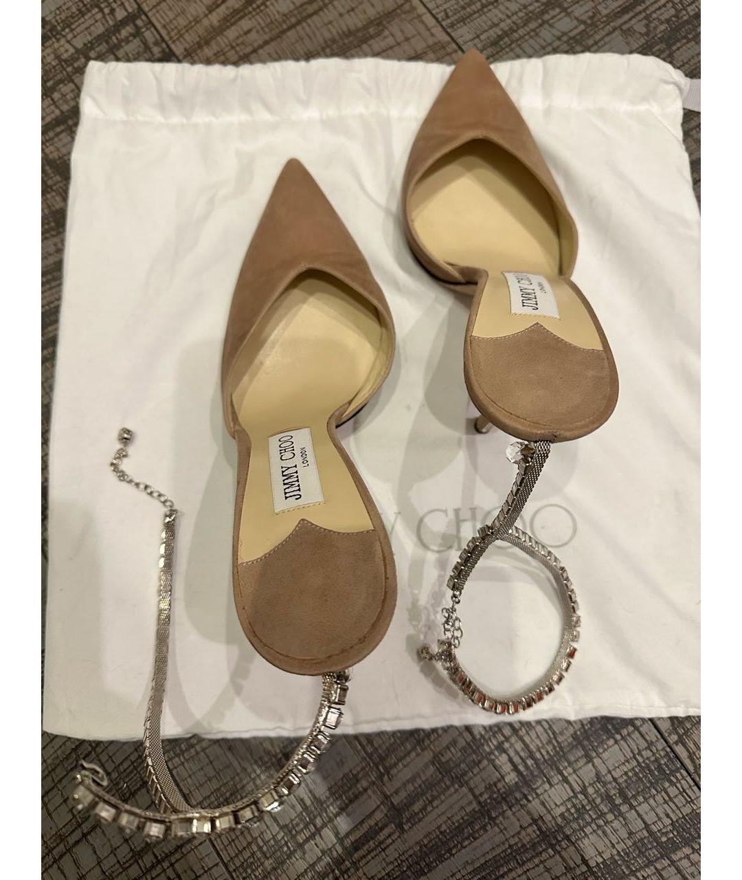 JIMMY CHOO Бежевые замшевые туфли, фото 3