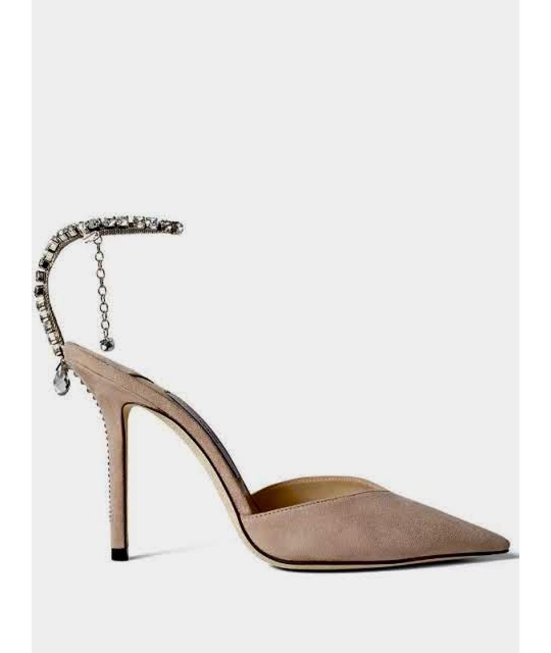 JIMMY CHOO Бежевые замшевые туфли, фото 8