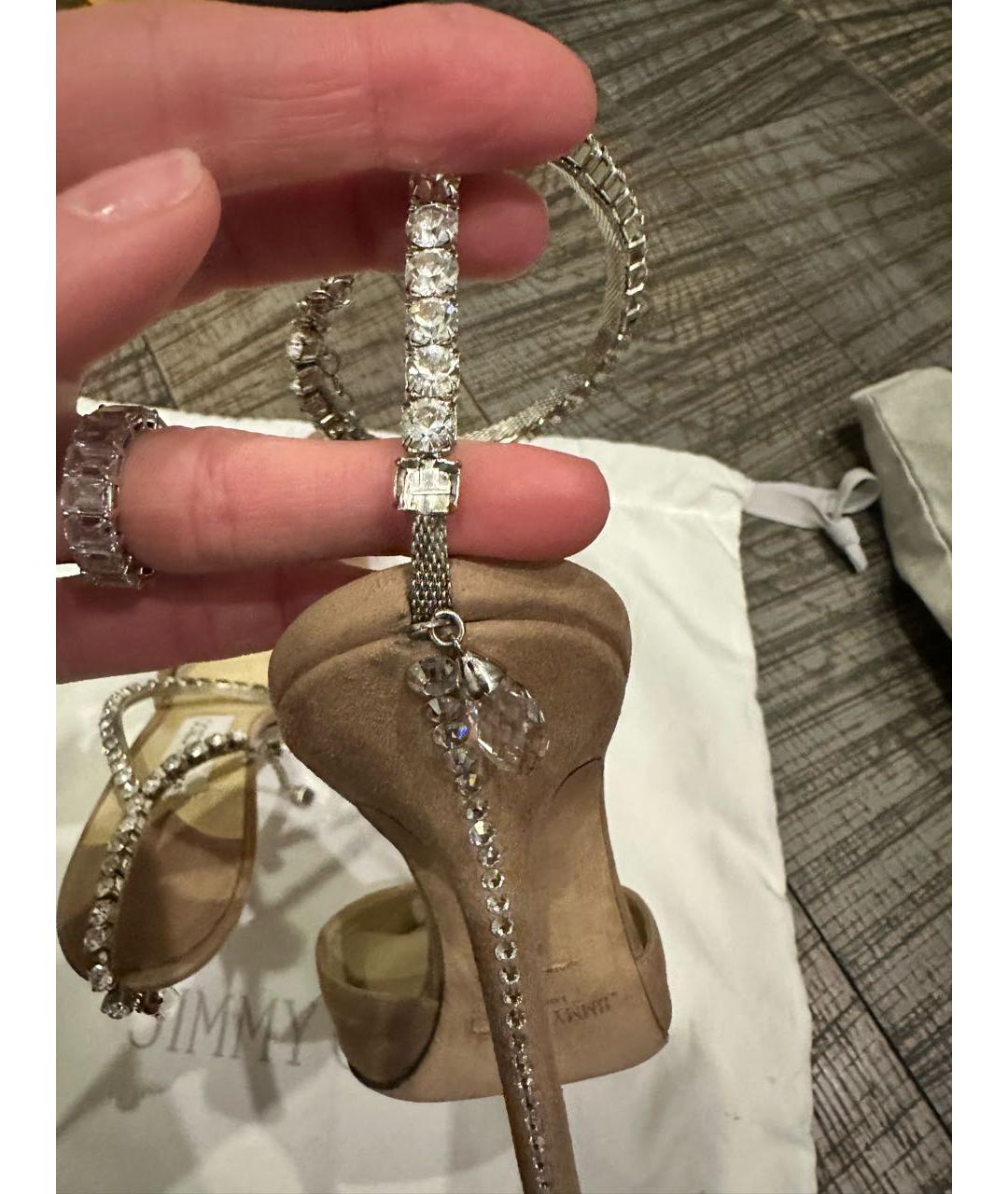 JIMMY CHOO Бежевые замшевые туфли, фото 5