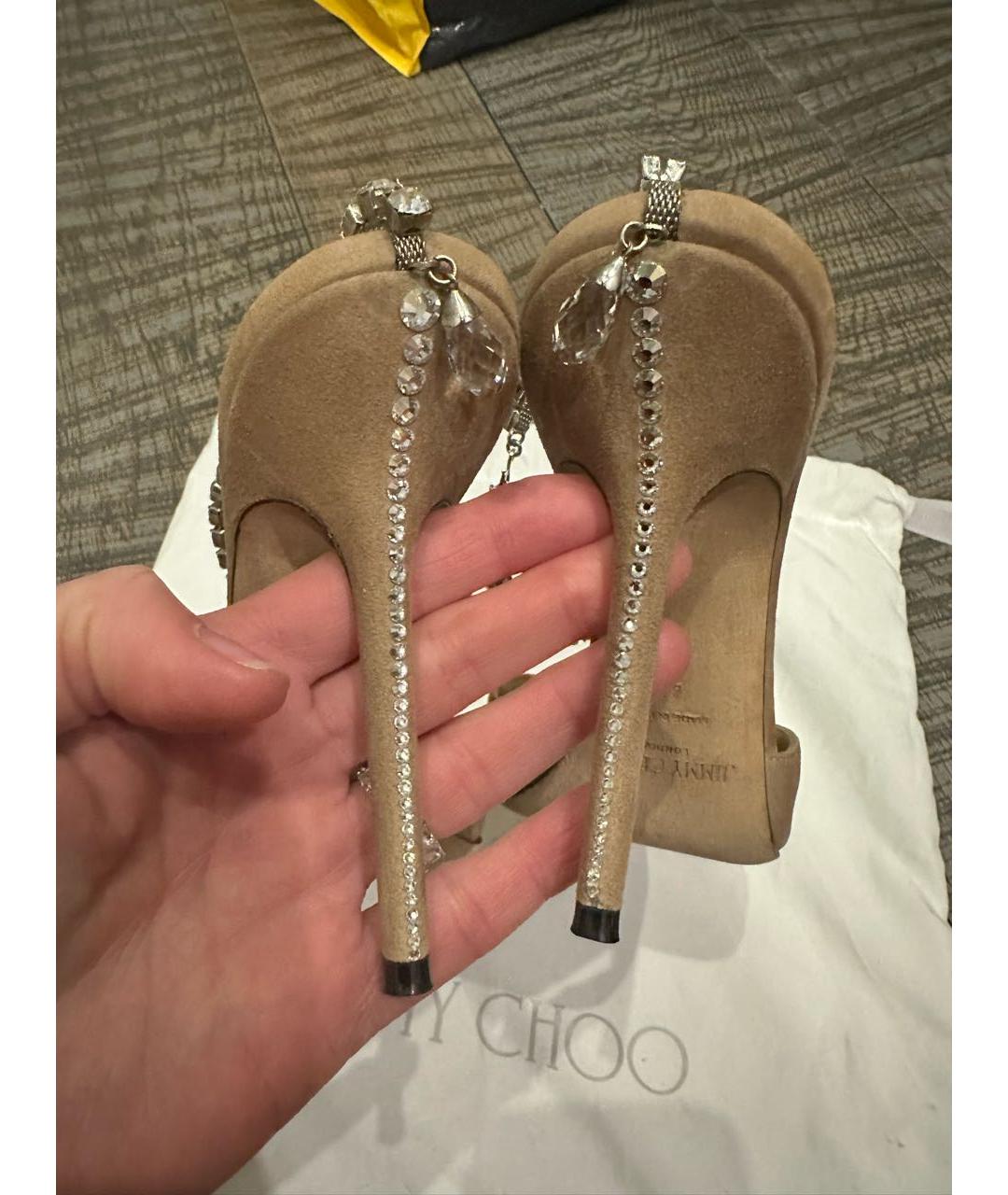 JIMMY CHOO Бежевые замшевые туфли, фото 4