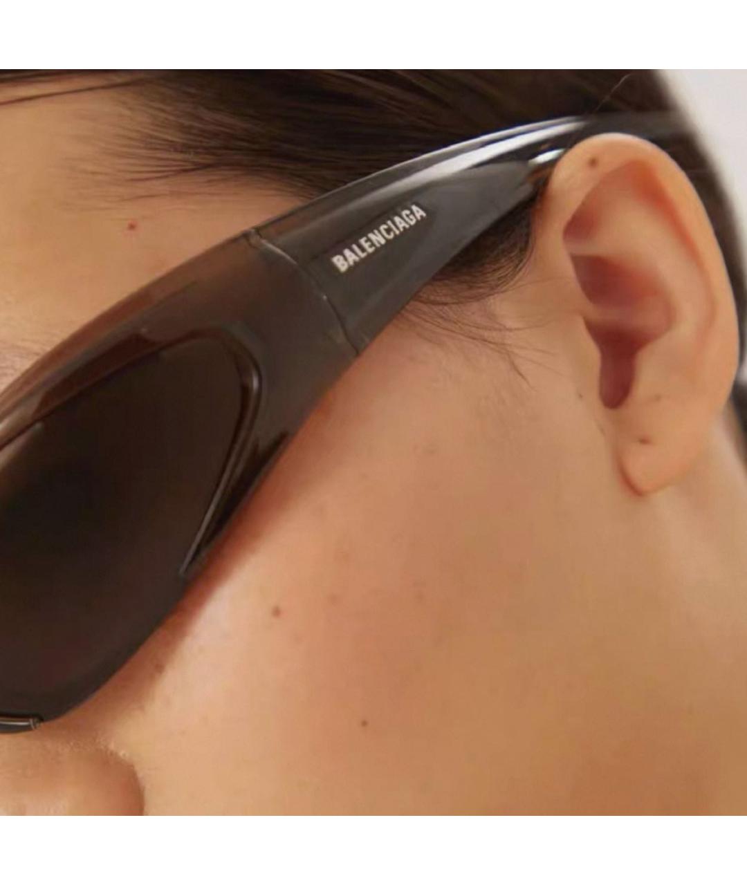 BALENCIAGA Хаки пластиковые солнцезащитные очки, фото 3