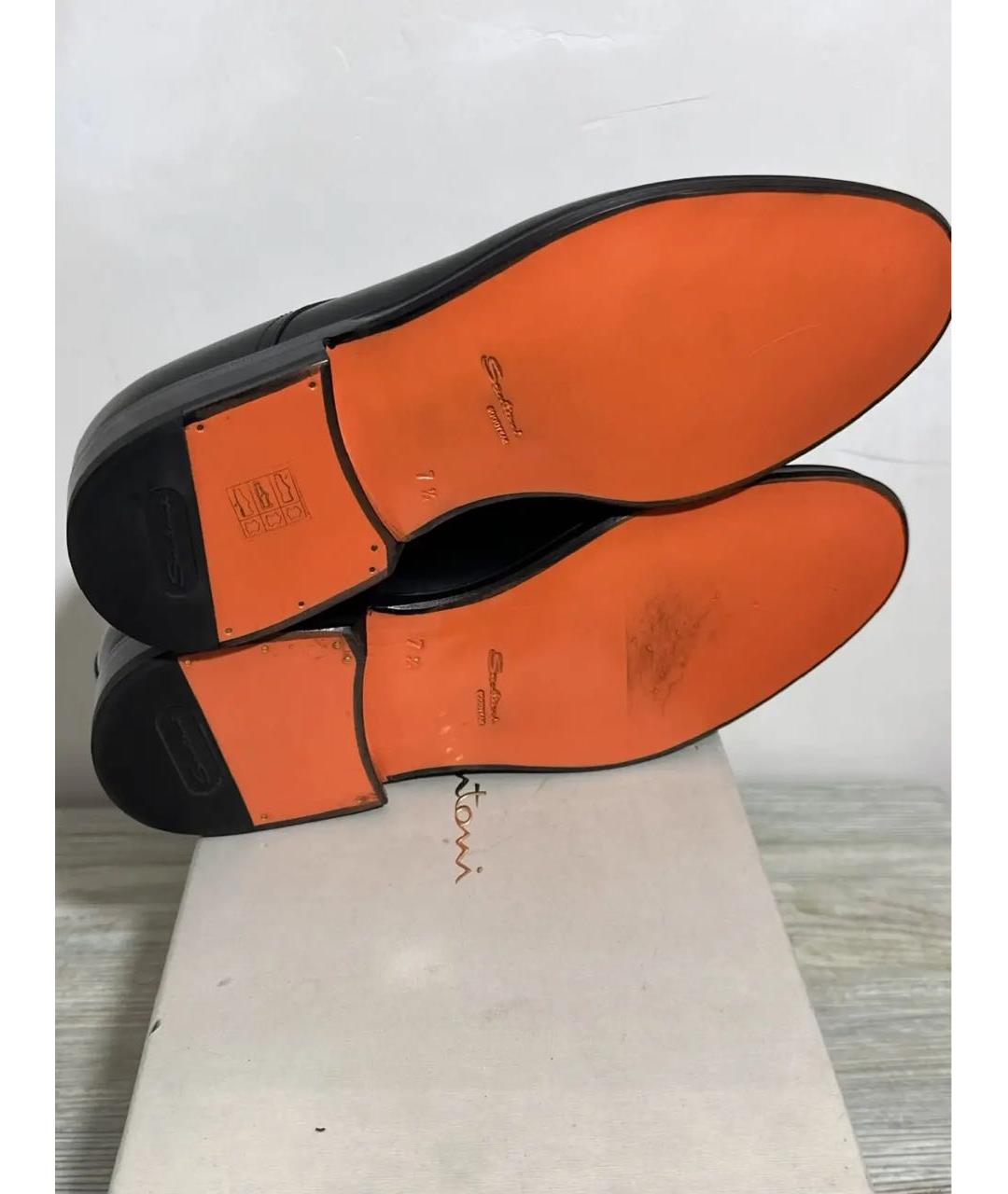 SANTONI Черные кожаные туфли, фото 7