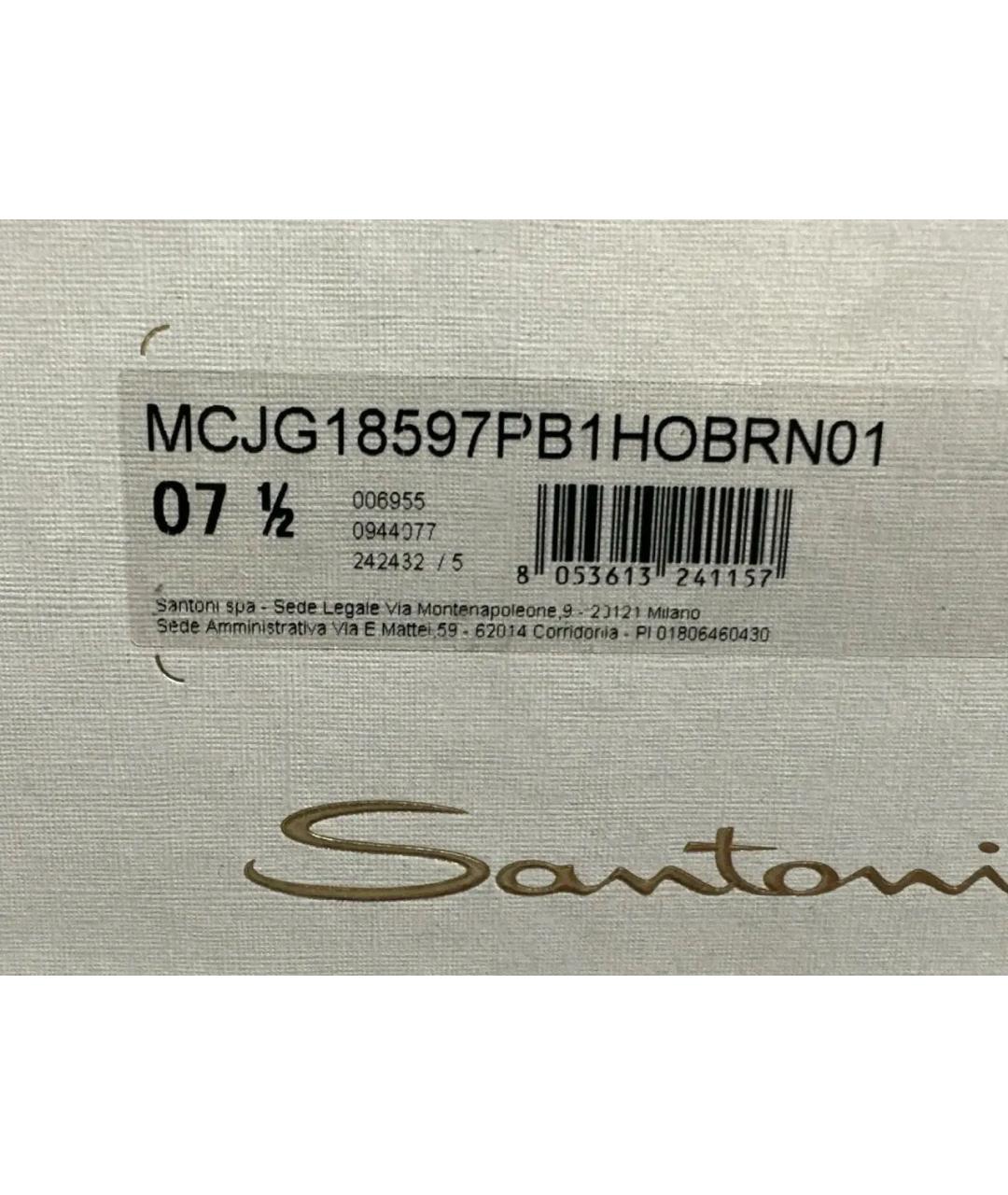 SANTONI Черные кожаные туфли, фото 8