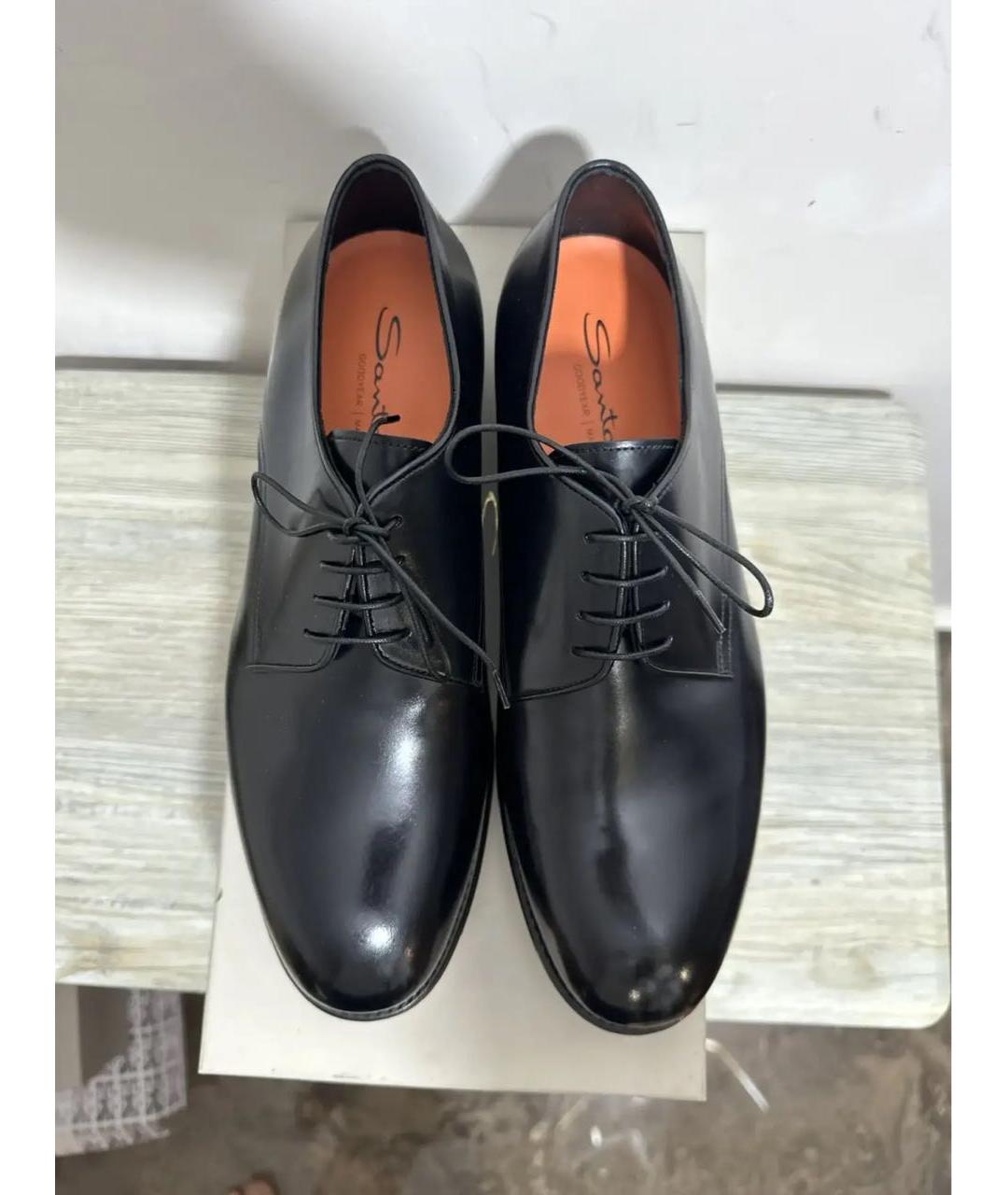SANTONI Черные кожаные туфли, фото 2