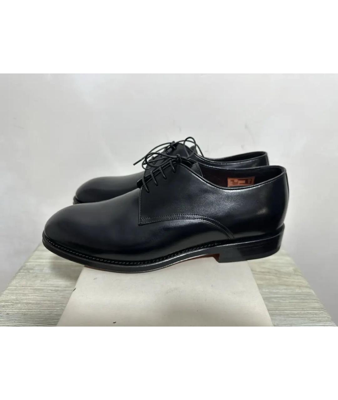 SANTONI Черные кожаные туфли, фото 6