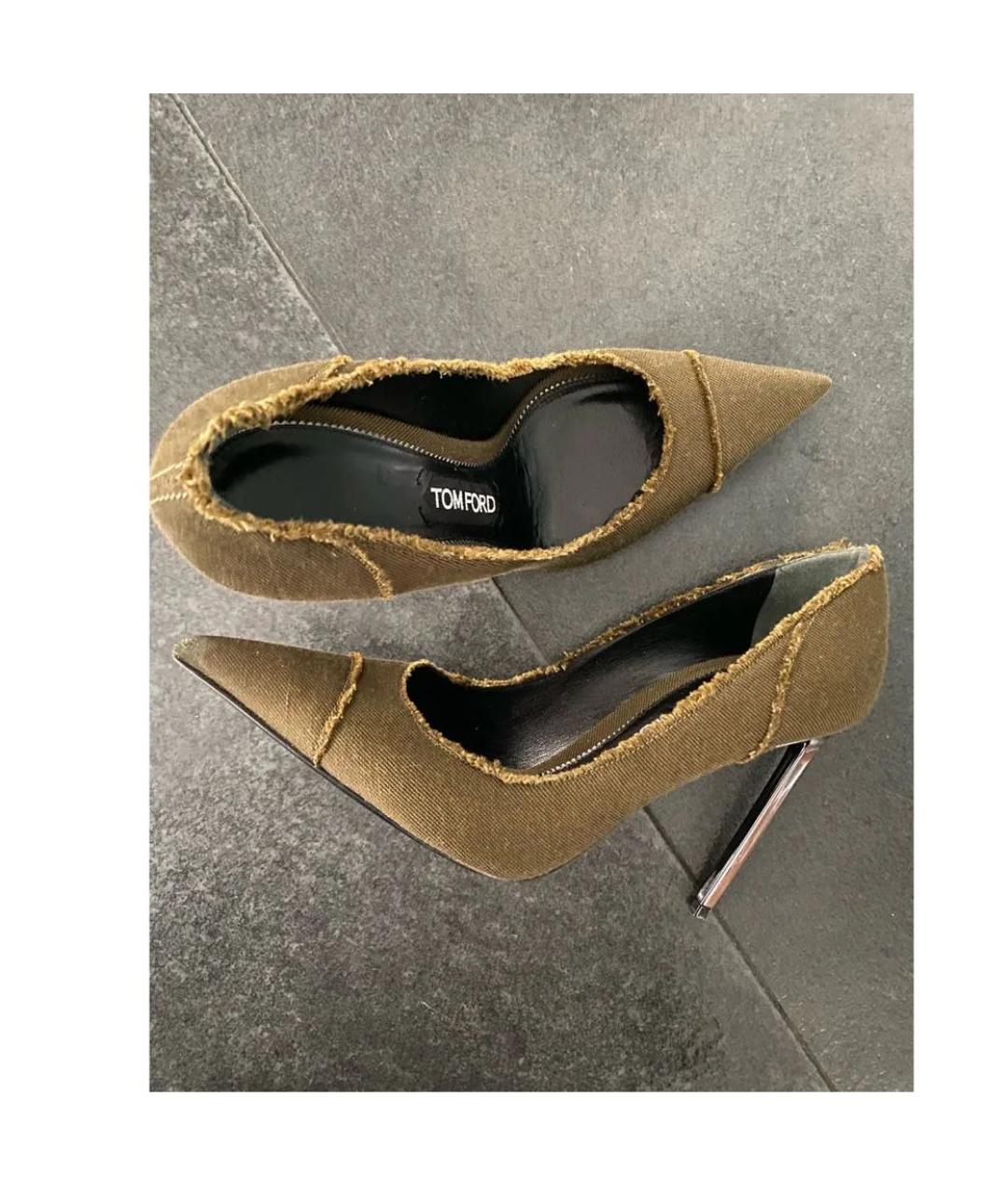 TOM FORD Хаки текстильные туфли, фото 7