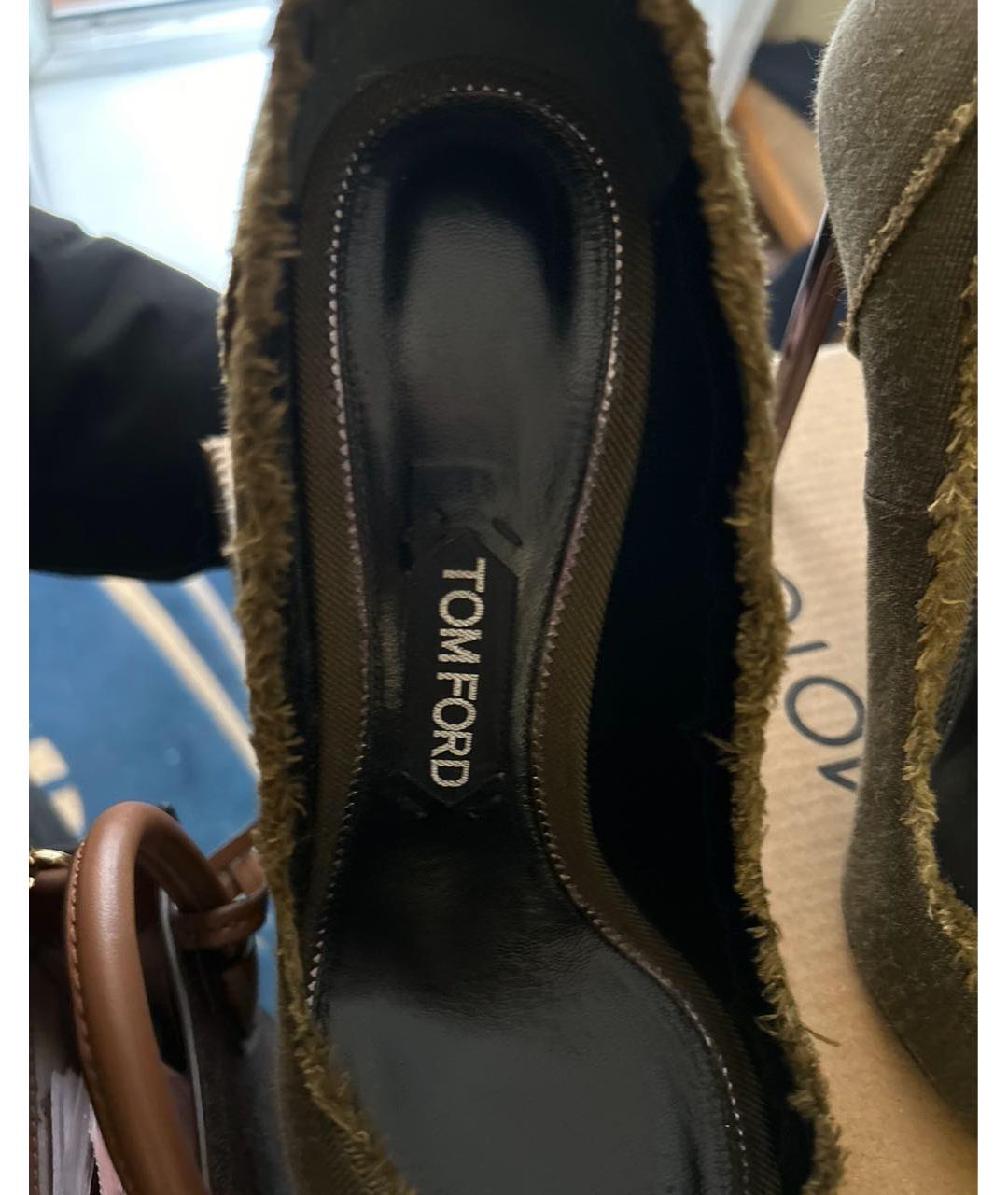 TOM FORD Хаки текстильные туфли, фото 4
