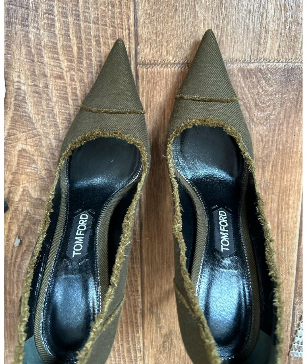 TOM FORD Хаки текстильные туфли, фото 2