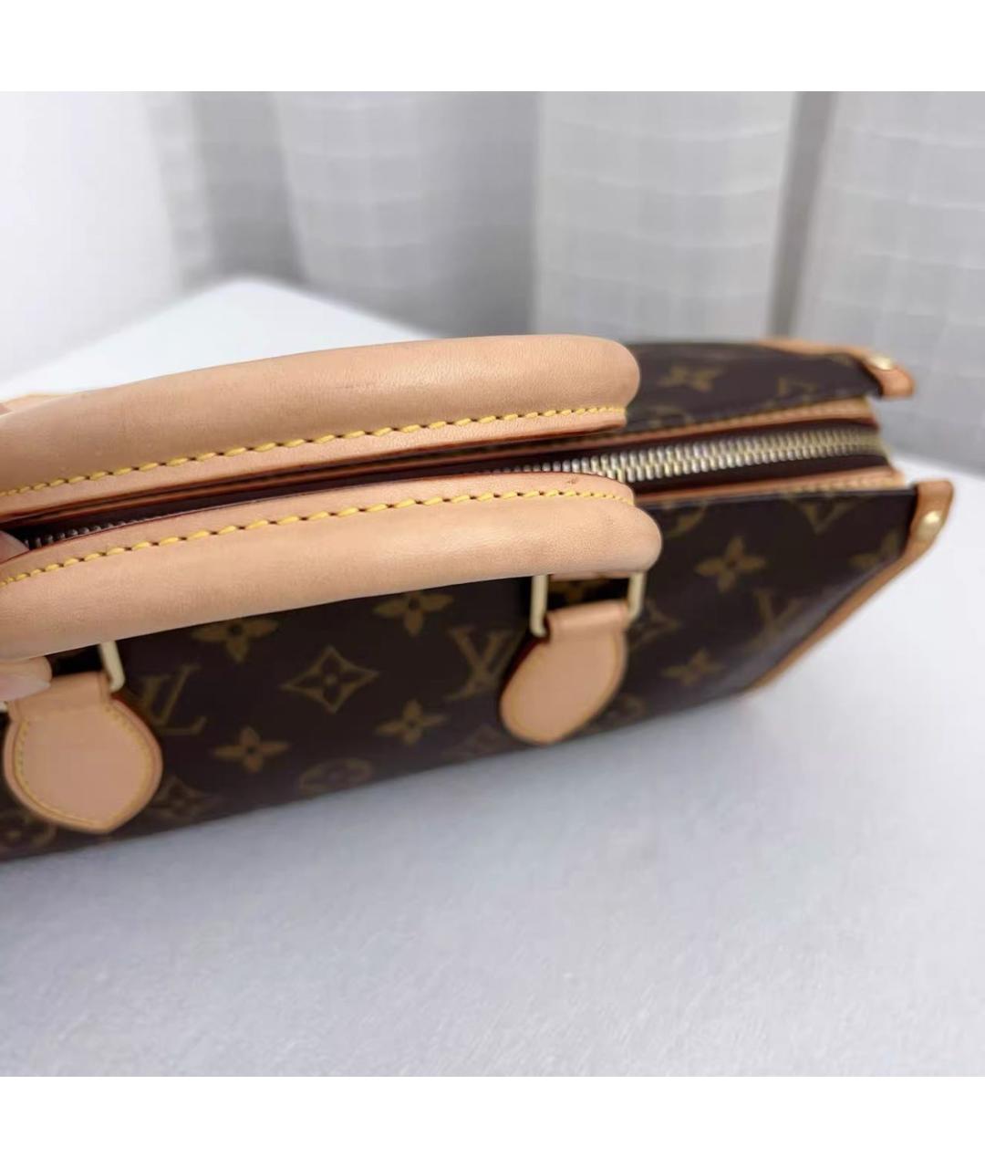 LOUIS VUITTON Коричневая кожаная сумка с короткими ручками, фото 6